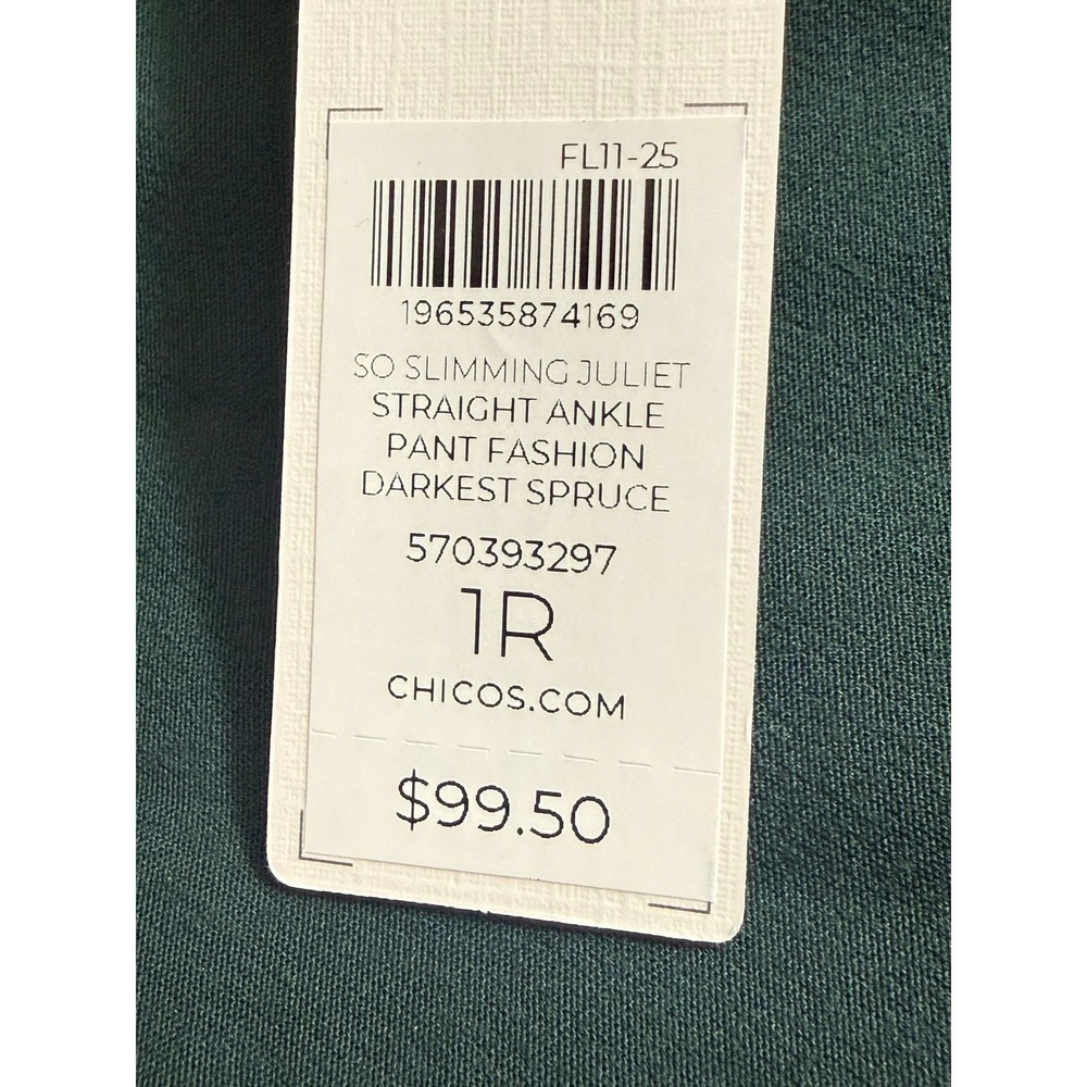 Chicos So‎ Slimming Pants Women Size 8R Dark Green Straight Leg Ankle - Picture 4 of 11